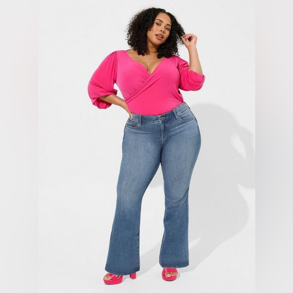 Torrid Studio Knit Surplice Long Sleeve Bodysuit Hot Pink NWT Size 5X